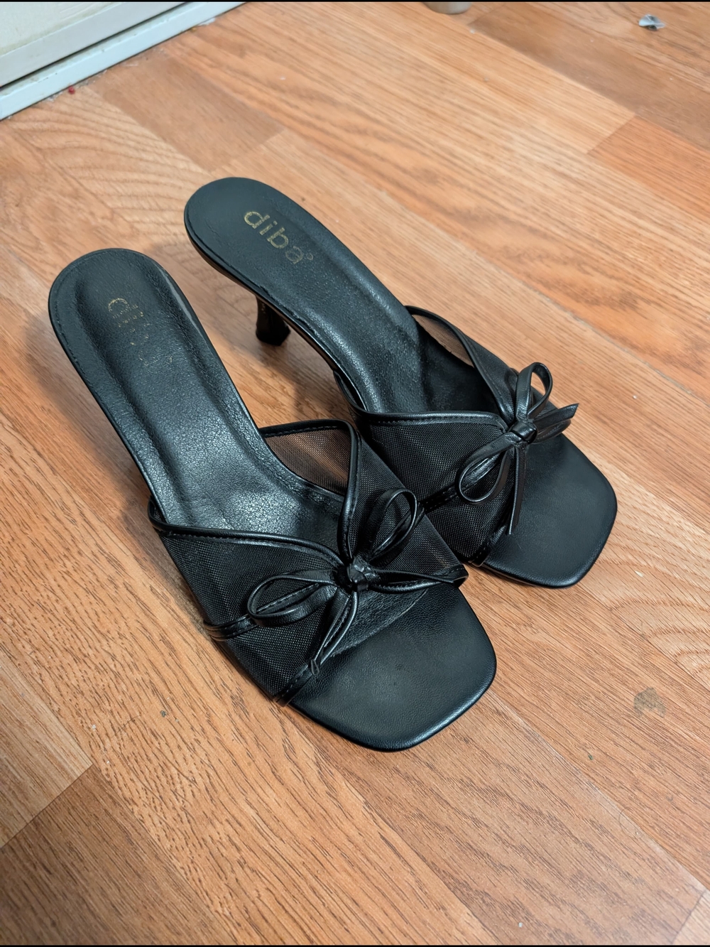 diba Black Bow Mule Heels - Women's Sandals
